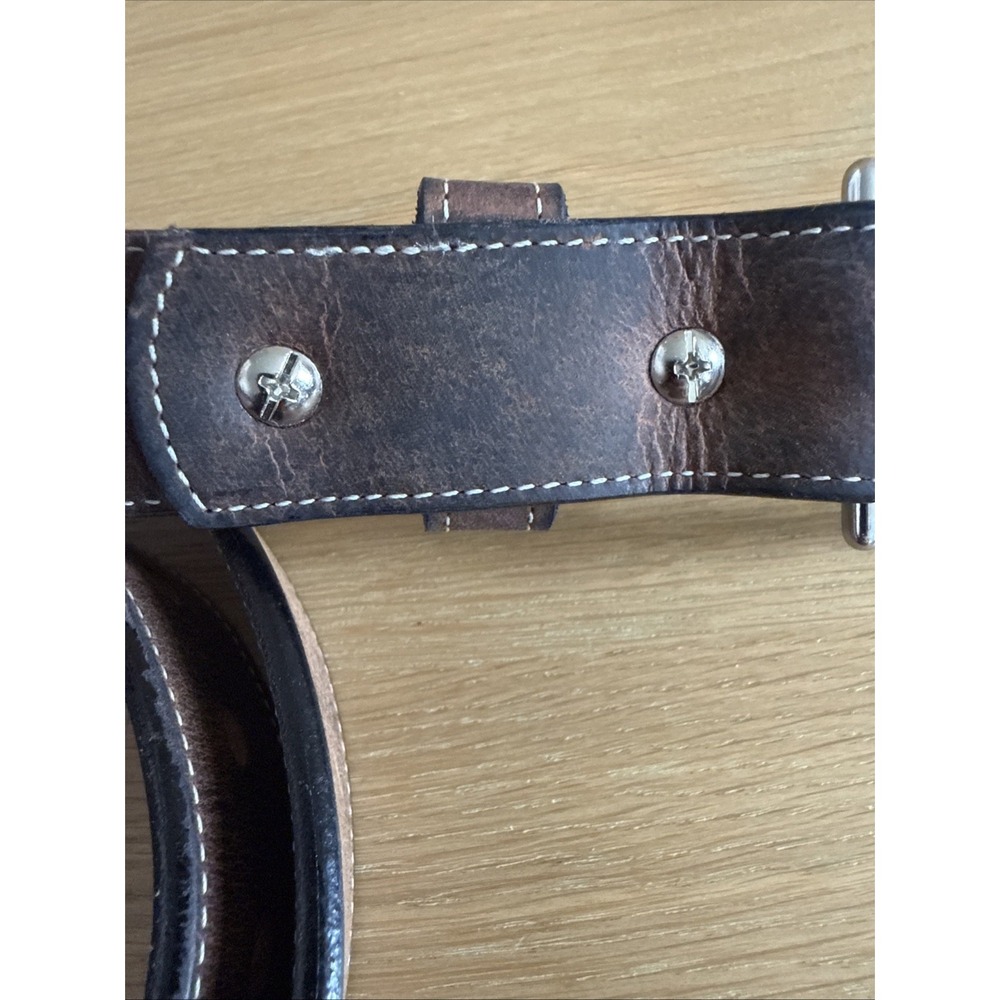 Hanks Belts Men's 46 Model 2865 Genuine Full Grain Leather Brown Made In USA - Picture 4 of 10